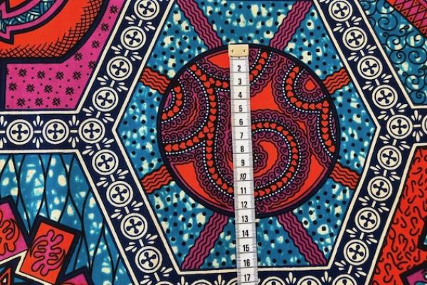 PINK RED MOSAIC Waxprint Stoff